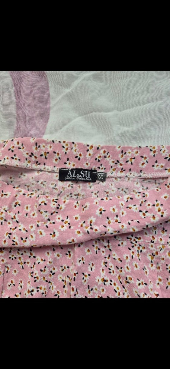 Pembe Çiçek Desenli Mini Şort Etek - Görsel 4