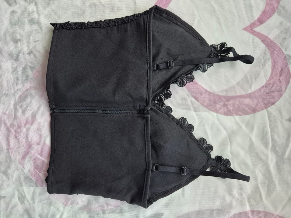 Dantel Detaylı Siyah Mini Büstiyer - Görsel 3