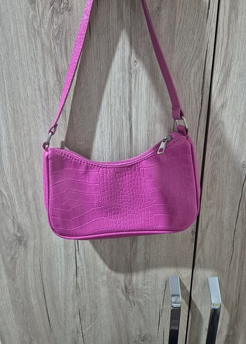 Pembe Deri Kadın Omuz Çantası - Görsel 5