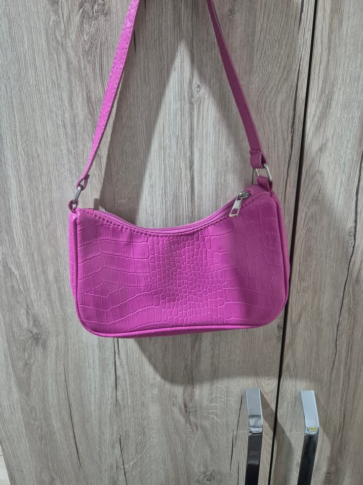 Pembe Deri Kadın Omuz Çantası - Görsel 5