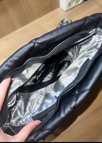 Zincir Detaylı Siyah Deri Kadın Çanta - Görsel 4