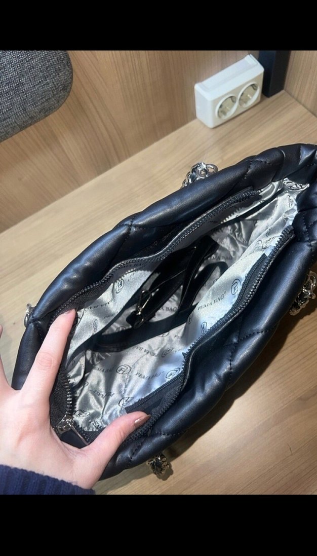 Zincir Detaylı Siyah Deri Kadın Çanta - Görsel 5