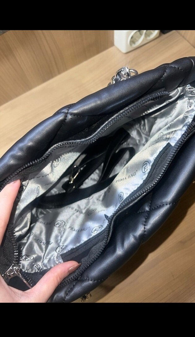 Zincir Detaylı Siyah Deri Kadın Çanta - Görsel 4