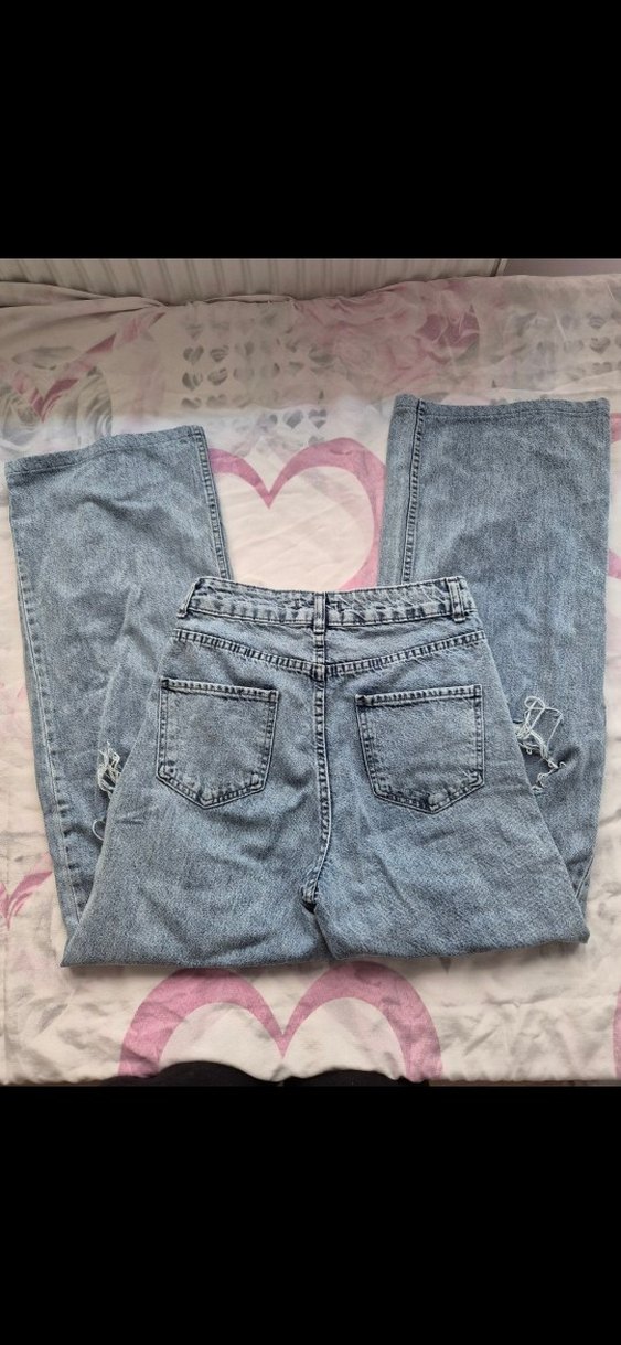 Yırtık Bol Kesim Kadın Kot Pantolon - Görsel 5