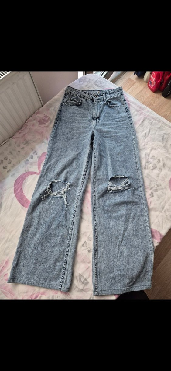 Yırtık Bol Kesim Kadın Kot Pantolon - Görsel 2