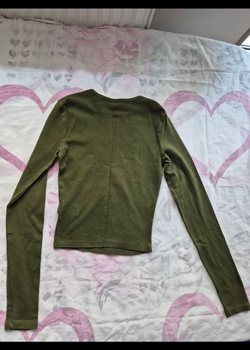 Kadın Haki Uzun Kollu Basic Bluz - Görsel 6