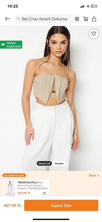 xs Beden Trendyolmilla Bej crop