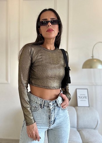 Kadın haki Uzun Kollu İnce Sweatshirt - Görsel 2