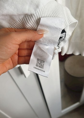 Kadın Beyaz Oversize Pamuklu Sweatshirt - Görsel 4