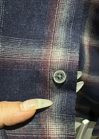 Lacivert Ekose Desenli kadın Gömlek - Görsel 3