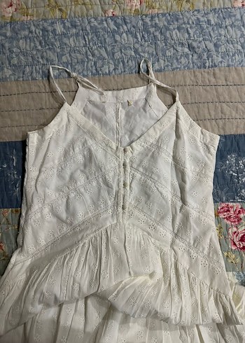 Dantel Detaylı Beyaz Bohem Uzun Elbise - Görsel 4