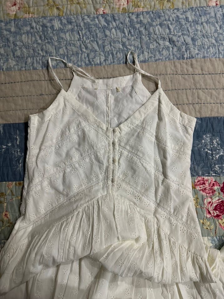 Dantel Detaylı Beyaz Bohem Uzun Elbise - Görsel 4