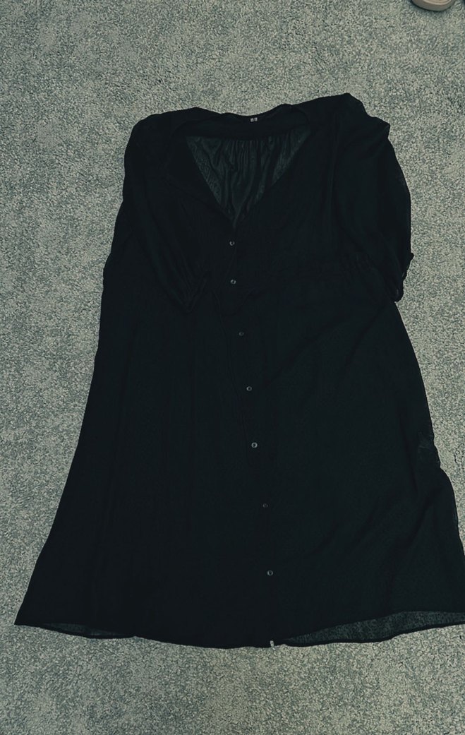 Siyah Transparan Uzun Kollu Midi Goth Kadın Elbisesi - Görsel 2