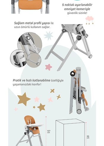 Pierre Cardin Gusto Mama Sandalyesi - Görsel 8