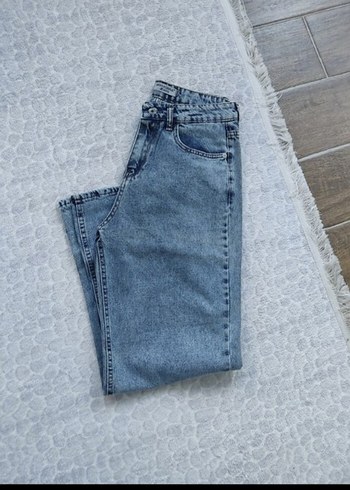 Gri Mavi Midi Boy Salaş Kadın Kot Pantolon