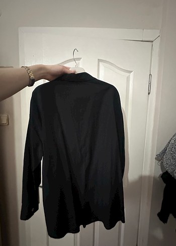 Siyah Uzun Kollu Keten Gömlek - Görsel 3