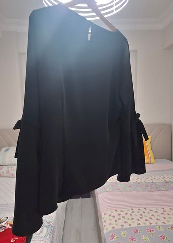 Siyah, Uzun Kollu, Salaş Kadın Bluz - Görsel 2