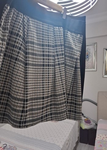 Gri Midi Pilili kareli Eteği - Görsel 2