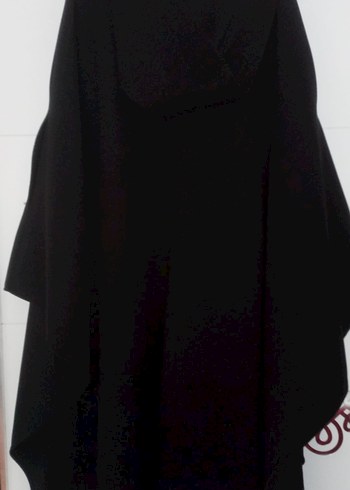 Düğmeli Siyah Uzun panço - Görsel 2