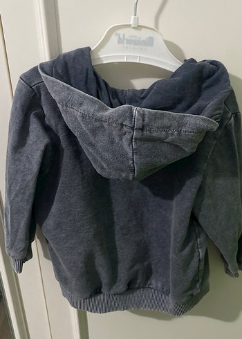 Erkek Çocuk Gri Kapüşonlu Fermuarlı Sweatshirt - Görsel 2