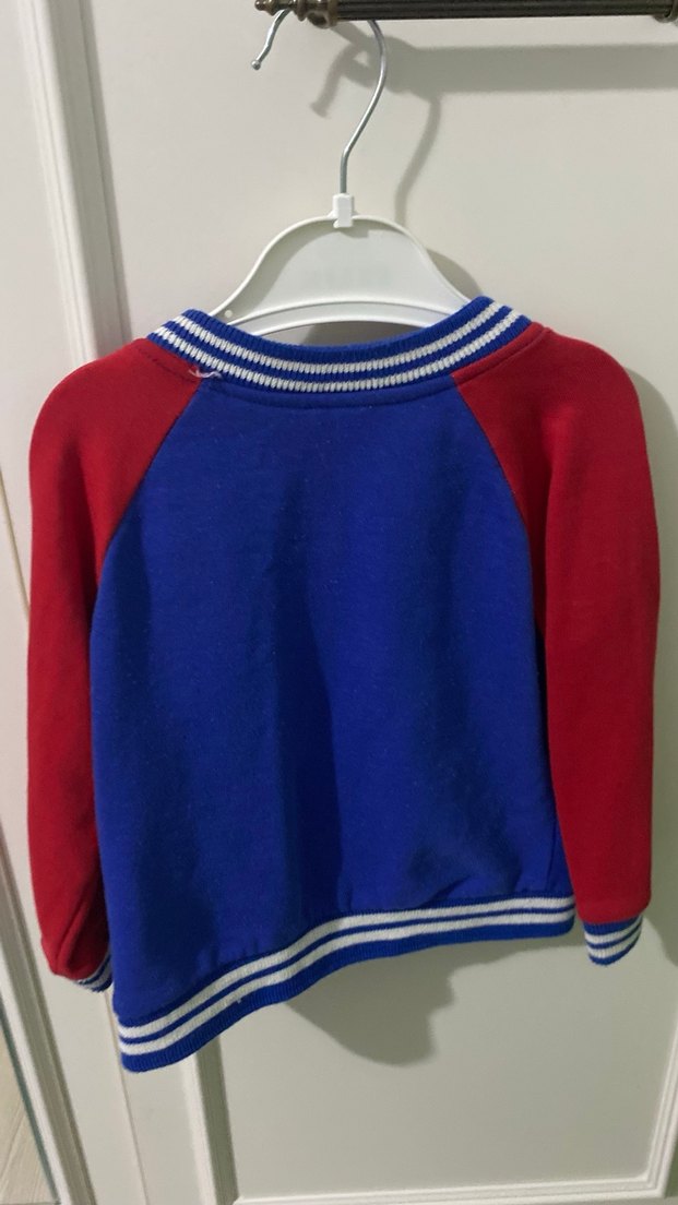 Nakışlı Mavi-Kırmızı Erkek Çocuk Ceket - Görsel 3