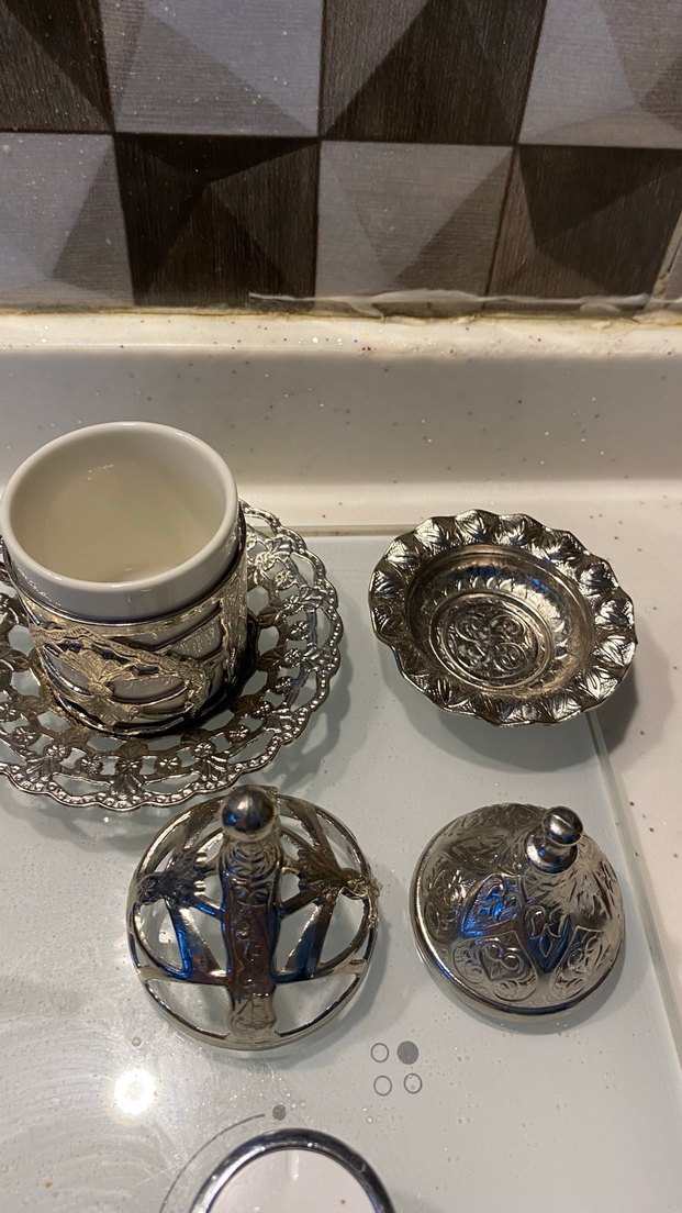 Parlak Altın Renkli Osmanlı Kahve Fincanı Seti - Görsel 2