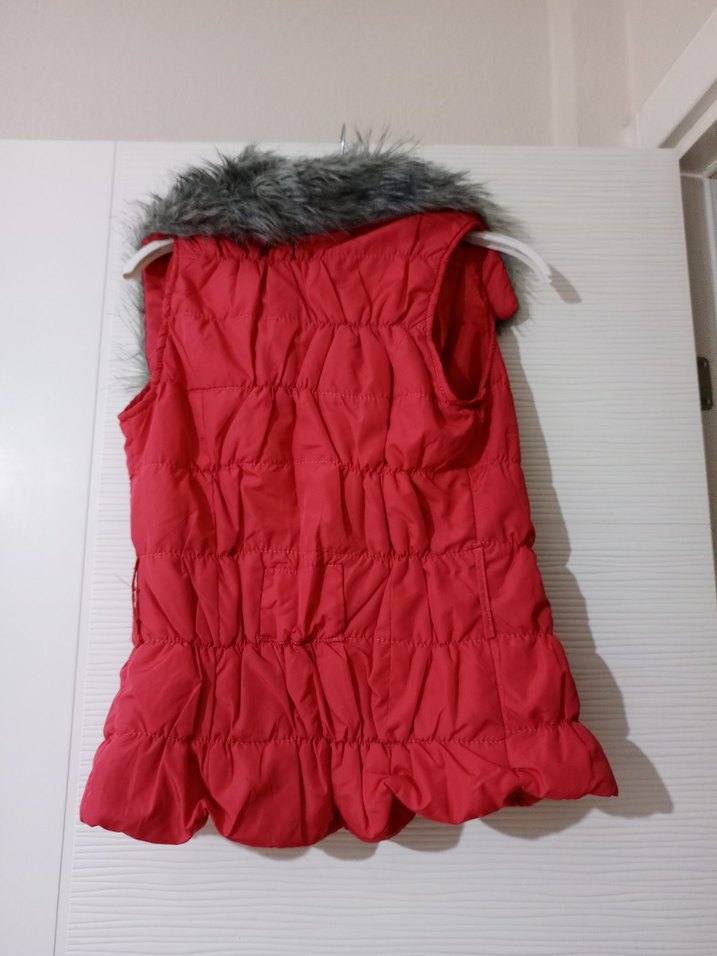 Kürk Detaylı Kırmızı Kadın Yelek - Görsel 2