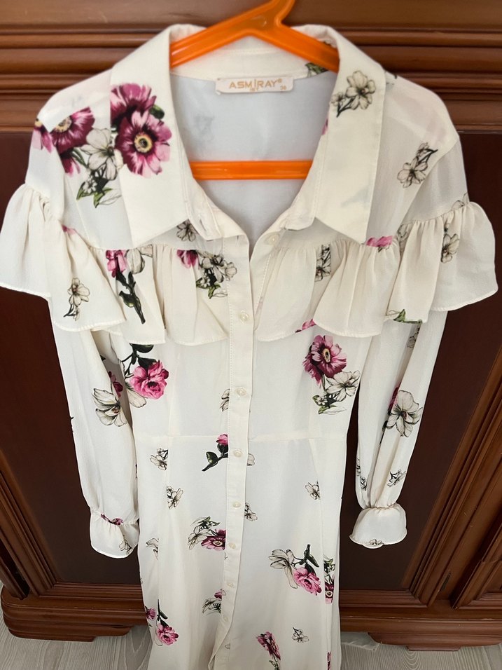 Çiçek Desenli Bohem Uzun Kollu Elbise - Görsel 5