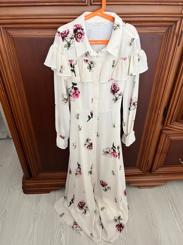 Çiçek Desenli Bohem Uzun Kollu Elbise - Görsel 2