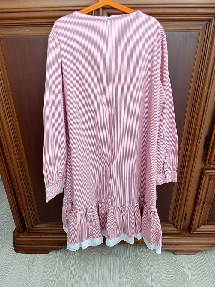 Pembe Çizgili Midi Keten Tunik - Görsel 3