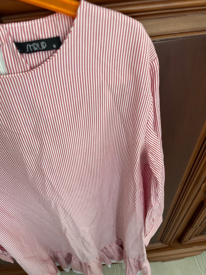 Pembe Çizgili Midi Keten Tunik - Görsel 4