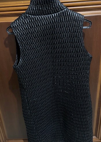 Kadın Siyah Deri Yılan Desenli Uzun Yelek - Görsel 3