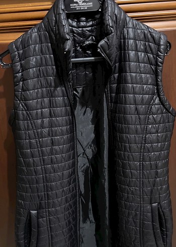 Dikişli Siyah Deri Kadın Yelek - Görsel 2