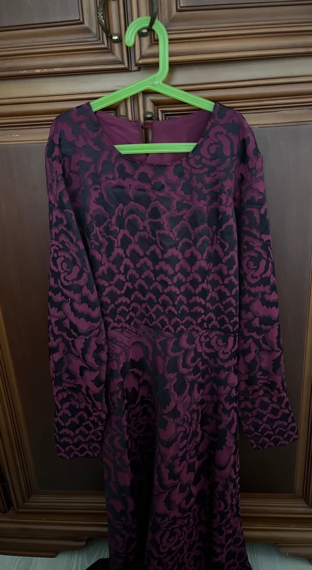 Mor Desenli Uzun Kollu elbise - Görsel 2