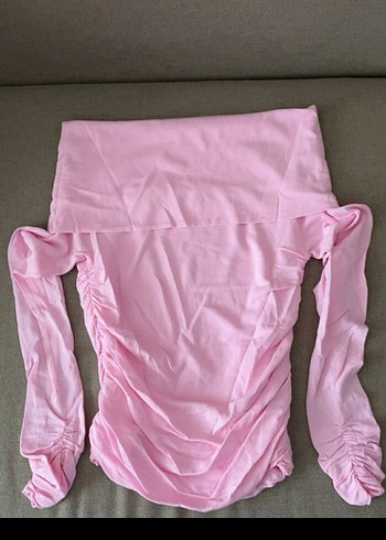 Zara Pembe Drapeli Uzun Kollu Bluz - Görsel 2