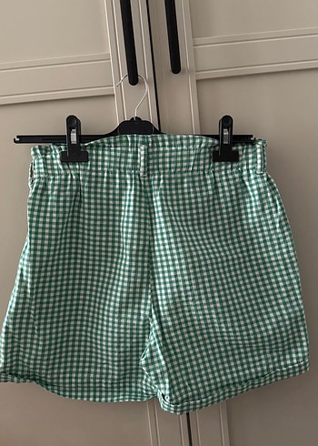 LC Waikiki Yeşil Kareli Mini Şort