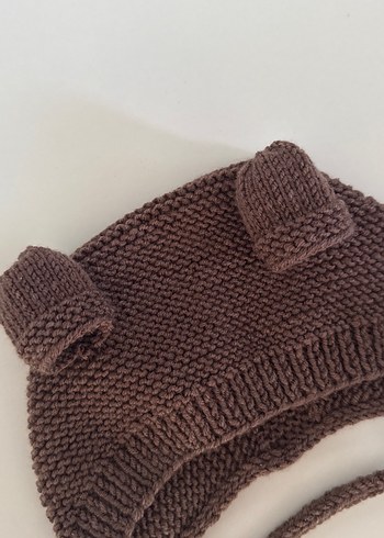 1-2 Yaş, 19 cm Beden Kahverengi Örgü bebek Bere
