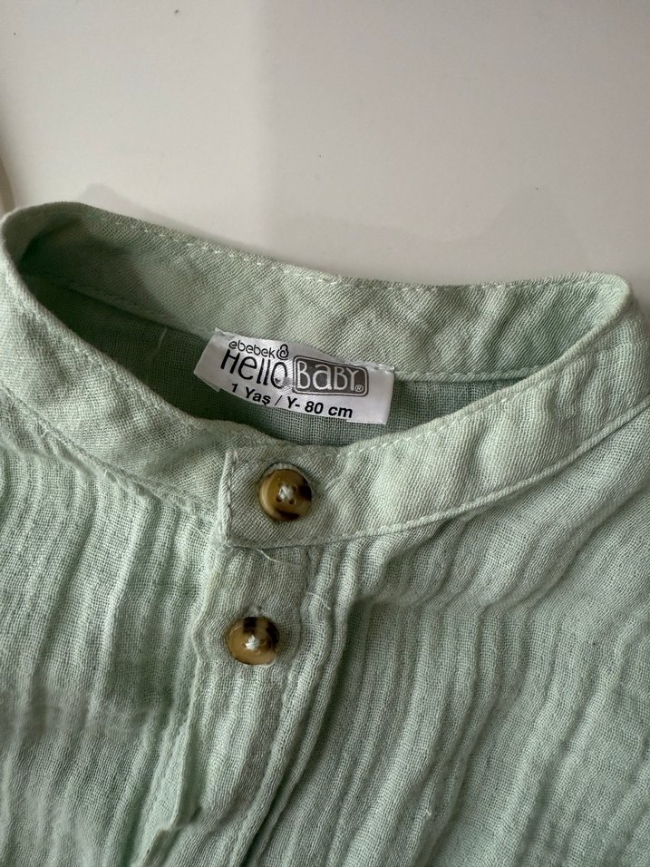 Bebek  Keten Gömlek - Görsel 3
