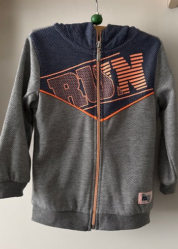 Erkek Çocuk Kapüşonlu Fermuarlı Gri Sweatshirt - Görsel 4