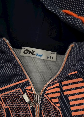 Erkek Çocuk Kapüşonlu Fermuarlı Gri Sweatshirt - Görsel 2