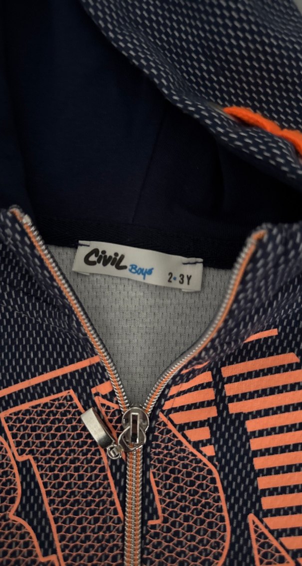 Erkek Çocuk Kapüşonlu Fermuarlı Gri Sweatshirt - Görsel 2