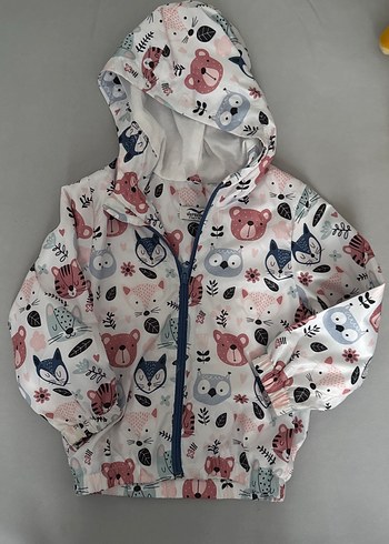 Kız Çocuk Kapüşonlu Renkli Baskılı Yağmurluk - Görsel 2