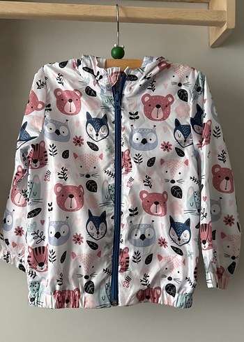 Kız Çocuk Kapüşonlu Renkli Baskılı Yağmurluk - Görsel 5