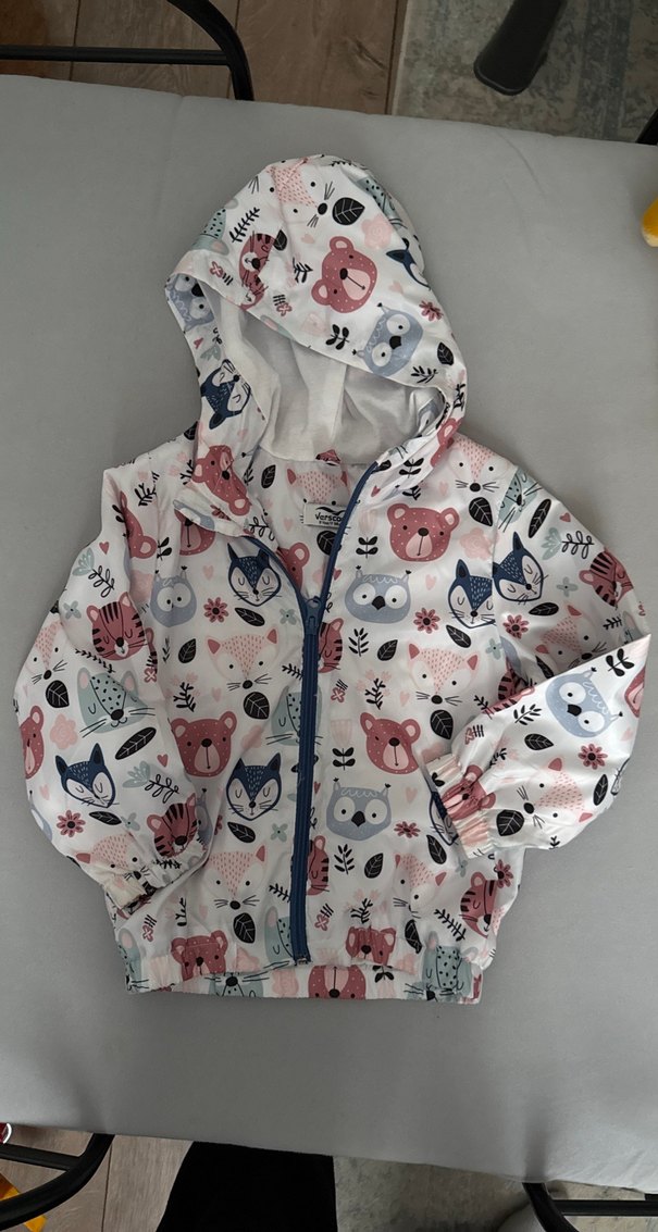 Kız Çocuk Kapüşonlu Renkli Baskılı Yağmurluk - Görsel 2