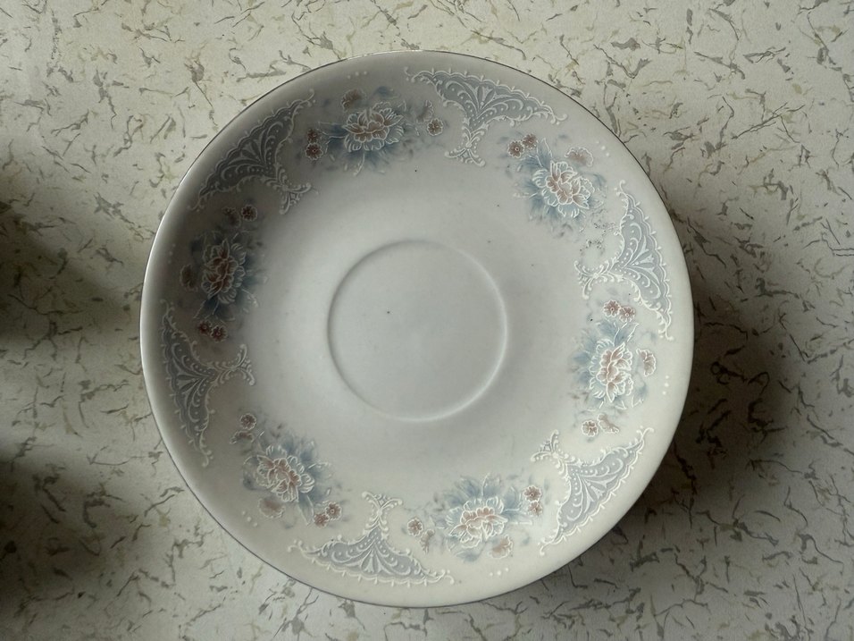 Gri Çiçek Desenli Beyaz Porselen kahve Fincan Takımı - Görsel 3