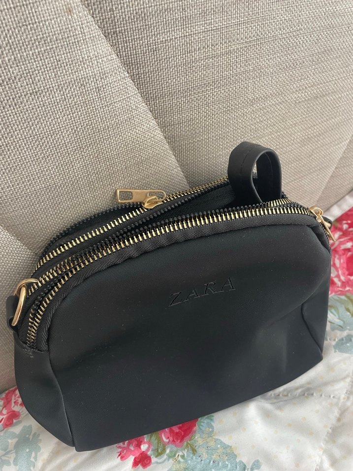 Zara Siyah Deri Fermuarlı Kadın Çanta - Görsel 4