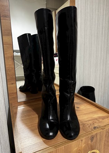 Kadın Siyah hakiki Deri Dizüstü çizme - Görsel 3