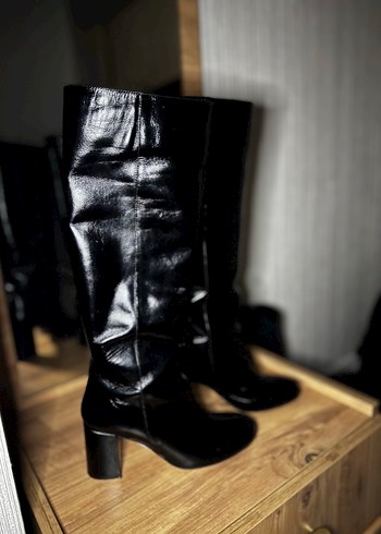 Kadın Siyah hakiki Deri Dizüstü çizme - Görsel 6