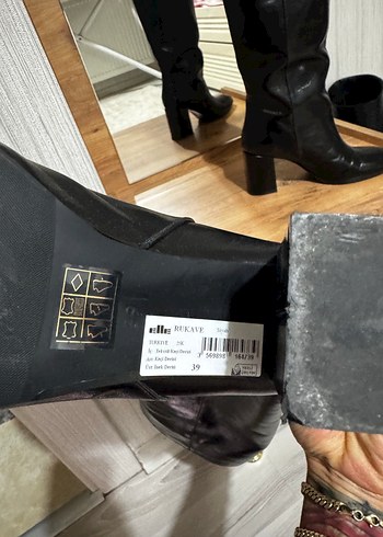 Kadın Siyah hakiki Deri Dizüstü çizme - Görsel 5