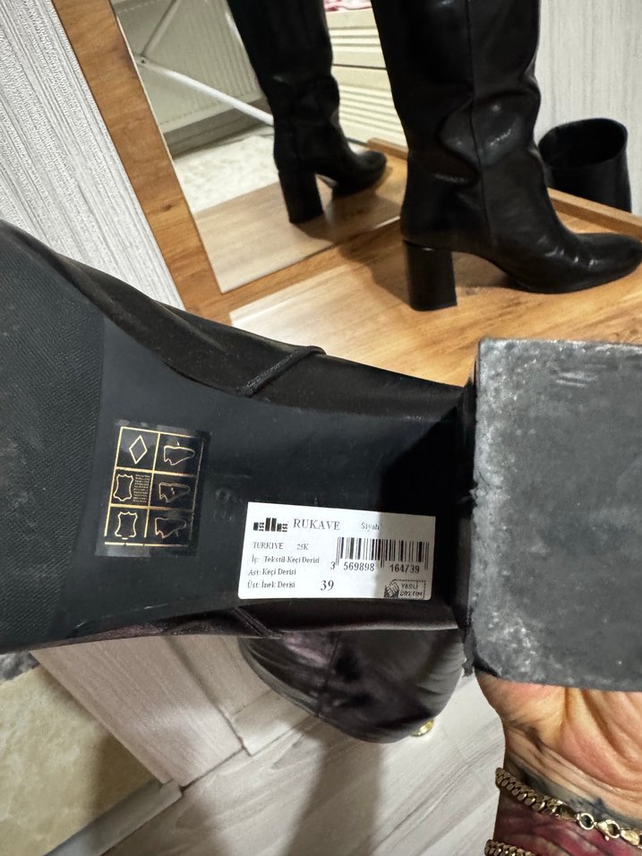 Kadın Siyah hakiki Deri Dizüstü çizme - Görsel 5